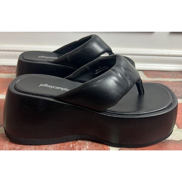 Jeffrey Campbell Black Crybaby Platform Thong Sandals Flip Flops 90s Size 7.5 - Picture 5 of 11